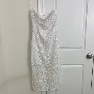 12th Tribe White Sequin Backless Dress